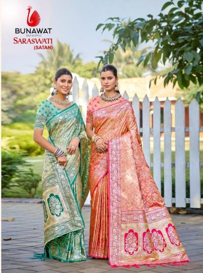 BUNAWAT SARASWATI 1001 TO 1006 DESIGNER SILK SAREE WHOLESALER IN INDIA